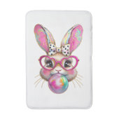 Happy Easter Bunny Coquette Bow Brushstroke Easter バスマット (正面縦)