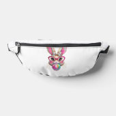 Happy Easter Bunny Coquette Bow Brushstroke Easter ファニーパック (レイダウン)