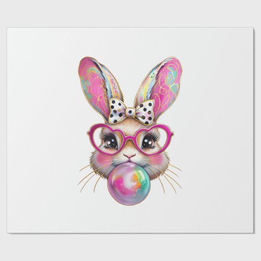 Happy Easter Bunny Coquette Bow Brushstroke Easter ラッピングペーパー (フラット)