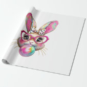 Happy Easter Bunny Coquette Bow Brushstroke Easter ラッピングペーパー (アンロールド)