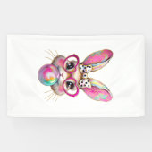 Happy Easter Bunny Coquette Bow Brushstroke Easter 横断幕 (横)