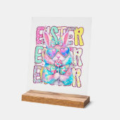Happy Easter Bunny Coquette Bow Preppy Easter Day  アクリルサイン (傾斜)