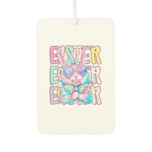 Happy Easter Bunny Coquette Bow Preppy Easter Day  カーエアーフレッシュナー (正面)