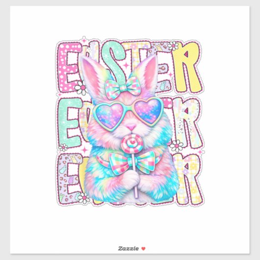 Happy Easter Bunny Coquette Bow Preppy Easter Day  シール (シート)
