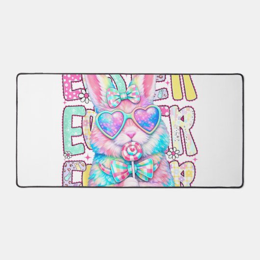 Happy Easter Bunny Coquette Bow Preppy Easter Day  デスクマット (正面)
