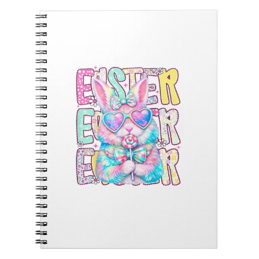 Happy Easter Bunny Coquette Bow Preppy Easter Day  ノートブック (正面)