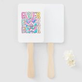 Happy Easter Bunny Coquette Bow Preppy Easter Day ハンドファン (正面&裏面)