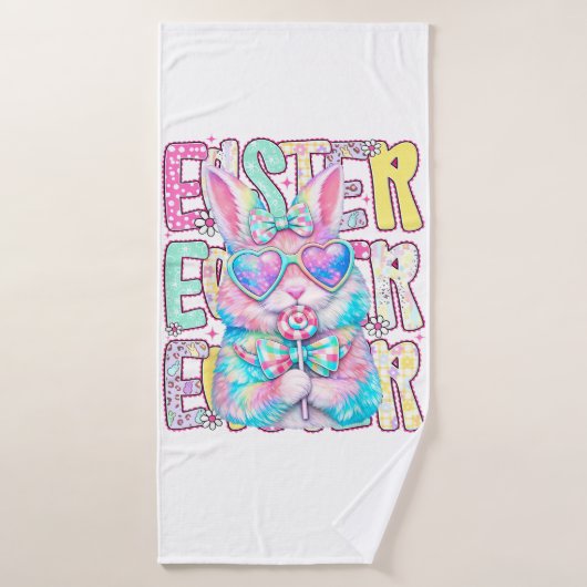 Happy Easter Bunny Coquette Bow Preppy Easter Day  バスタオル (バスタオル)