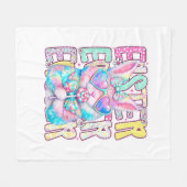 Happy Easter Bunny Coquette Bow Preppy Easter Day  フリースブランケット (正面(横))