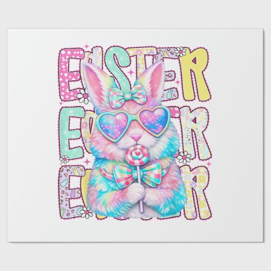 Happy Easter Bunny Coquette Bow Preppy Easter Day  ラッピングペーパー (フラット)