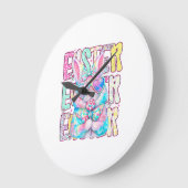 Happy Easter Bunny Coquette Bow Preppy Easter Day  ラージ壁時計 (傾斜)