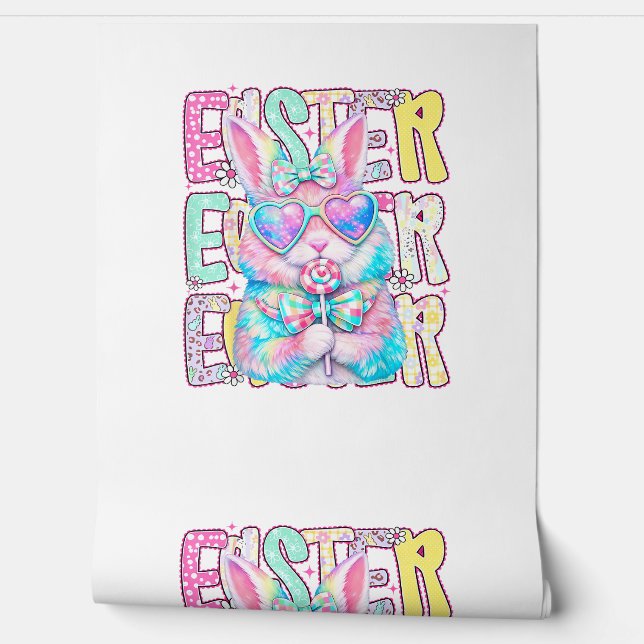Happy Easter Bunny Coquette Bow Preppy Easter Day  壁紙 (ほどく)