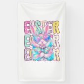 Happy Easter Bunny Coquette Bow Preppy Easter Day  横断幕 (縦)