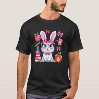 Happy Easter Bunny Coquette Bow Teacher Easter Gir Tシャツ