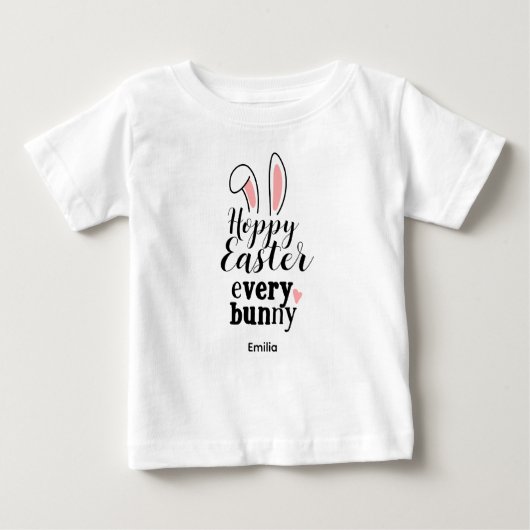 Happy Easter Bunny Custom Name ベビーTシャツ (正面)
