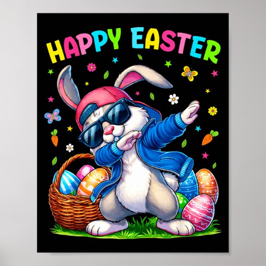 Happy Easter Bunny Dabbing Funny Easter Day Women ポスター (正面)