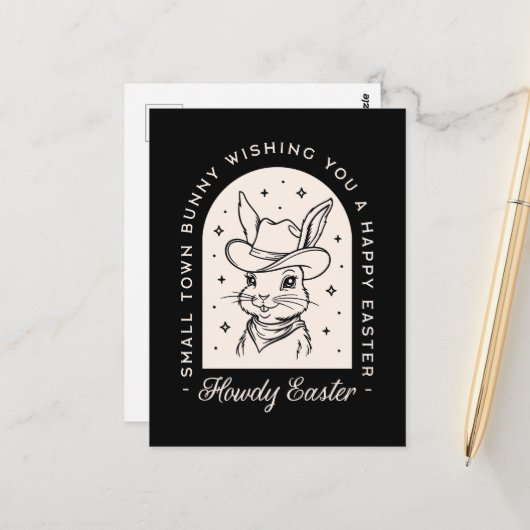Happy Easter bunny dark western funny greetings ポストカード (正面/裏面インサイチュ)