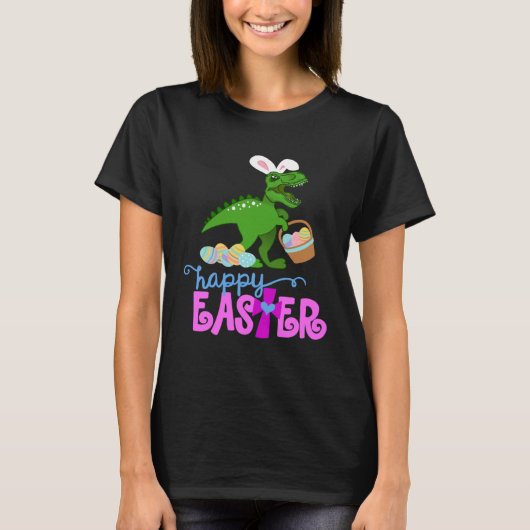 HAPPY EASTER Bunny Dinosaur Rex Egg Hunt Toddler G Tシャツ (正面)
