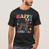 Happy Easter Bunny Doberman Easter Day Groovy Tシャツ (正面)