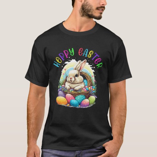 Happy Easter Bunny Ears Easter Eggs Basket Rabbit Tシャツ (正面)