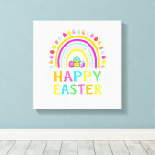 Happy Easter Bunny Easter Egg Hunt Easter Women Gi キャンバスプリント (インサイチュ (ウッドフロア))
