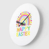 Happy Easter Bunny Easter Egg Hunt Easter Women Gi ラージ壁時計 (傾斜)