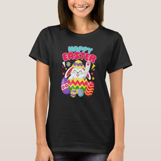 Happy Easter Bunny Easter Eggs Men Women Kids Tシャツ (正面)