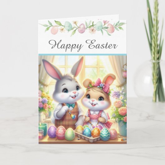 Happy Easter Bunny & Eggs Greeting  シーズンカード (正面)