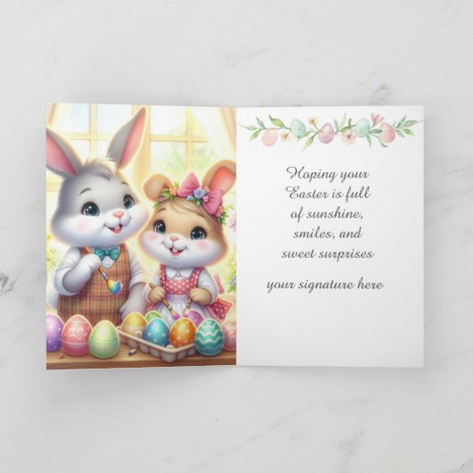 Happy Easter Bunny & Eggs Greeting  シーズンカード (内部)