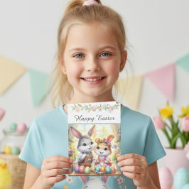 Happy Easter Bunny & Eggs Greeting シーズンカード