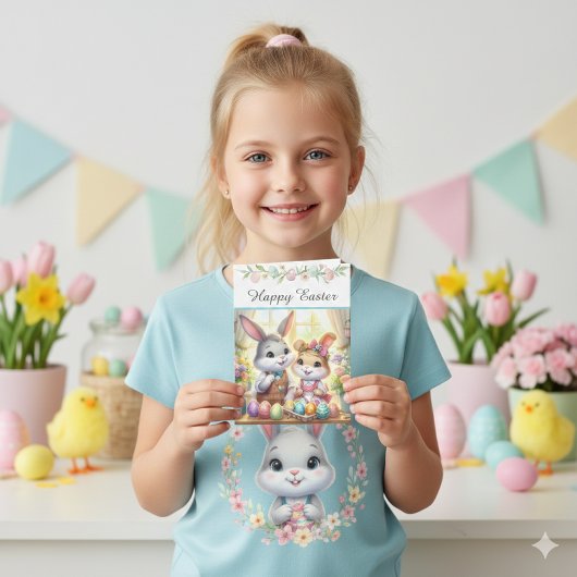 Happy Easter Bunny & Eggs Greeting  シーズンカード