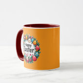 Happy Easter – Bunny & Eggs Illustration caneca マグカップ (正面左)