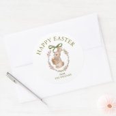 Happy Easter Bunny Floral Elegant Classic ラウンドシール (封筒)