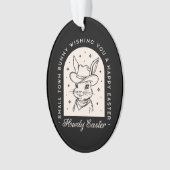 Happy Easter bunny funny dark western theme black オーナメント (正面)