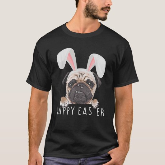 Happy Easter Bunny Funny Pajama Dress Pug Party Ra Tシャツ (正面)