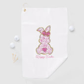 Happy Easter Bunny Girls Easter Women Pink Floral  ゴルフタオル (インサイチュ)