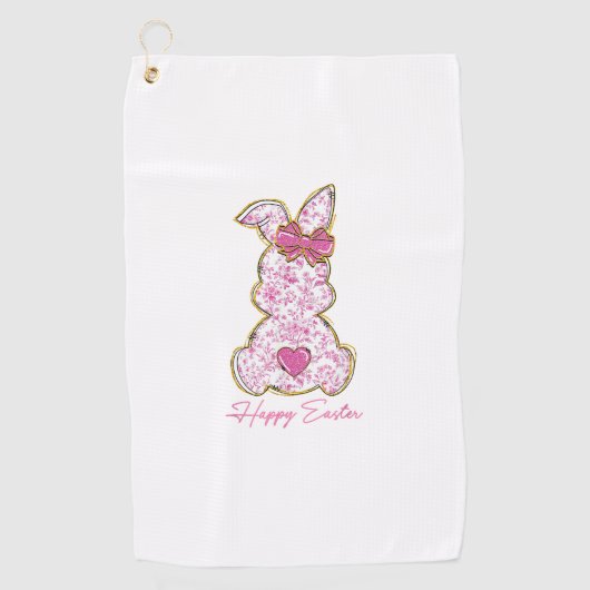 Happy Easter Bunny Girls Easter Women Pink Floral  ゴルフタオル (正面)