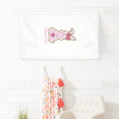 Happy Easter Bunny Girls Easter Women Pink Floral  横断幕 (インサイチュ)