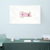 Happy Easter Bunny Girls Easter Women Pink Floral  横断幕 (トレードショー)