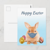 Happy Easter Bunny in  Face Mask ポストカード (正面/裏面)