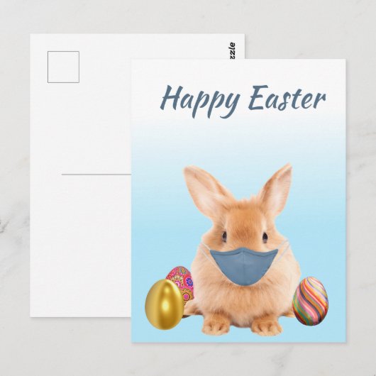 Happy Easter Bunny in  Face Mask ポストカード (正面/裏面)
