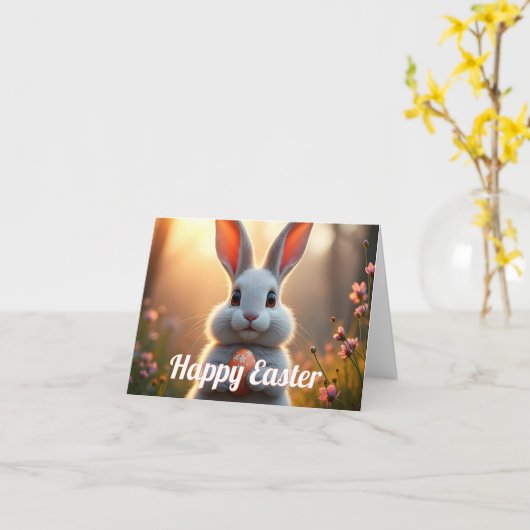 Happy Easter Bunny in the Magic of Spring カード (黄色い花)