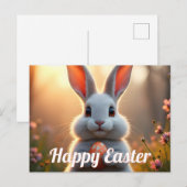 Happy Easter Bunny in the Magic of Spring シーズンポストカード (正面/裏面)