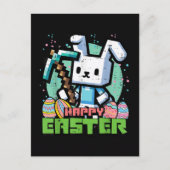 Happy Easter Bunny Pixel Game  インビテーションポストカード (正面)