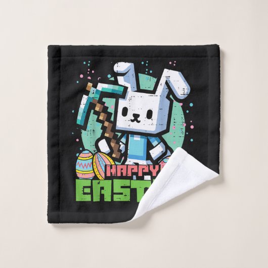 Happy Easter Bunny Pixel Game  ウォッシュタオル (ウォッシュタオル)
