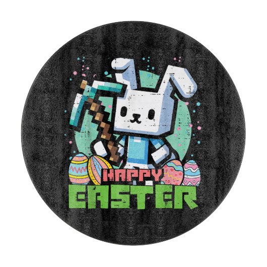 Happy Easter Bunny Pixel Game  カッティングボード (正面)