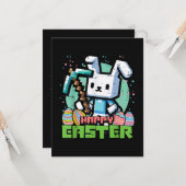 Happy Easter Bunny Pixel Game  カード (正面/裏面インサイチュ)