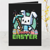 Happy Easter Bunny Pixel Game  カード (黄色い花)