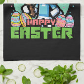 Happy Easter Bunny Pixel Game  キッチンタオル (折り畳み)