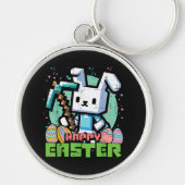 Happy Easter Bunny Pixel Game  キーホルダー (正面)